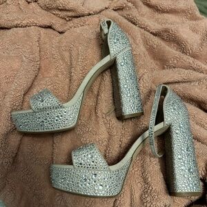 Elegant Silver Platform Heels